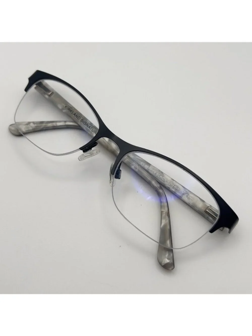 Kirkland Signature Pepper Eyeglass Frames Semi Rimless Cat Eye Black 52-18-135